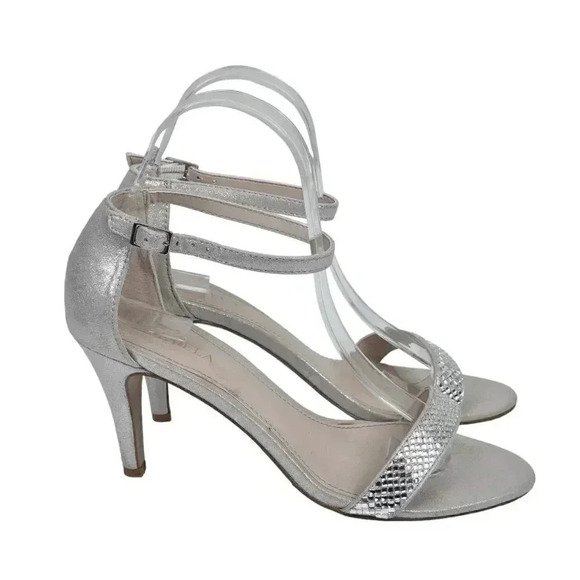 Carvela  Stiletto Heel Sandals Silver Metallic Sling back Size 37 - Picture 3 of 15